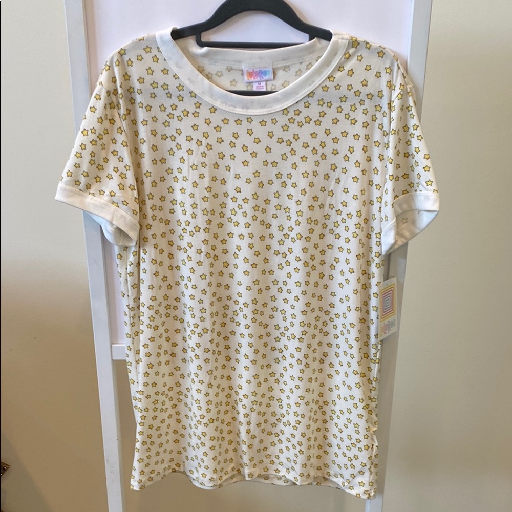 White and Gold Star Patterned Women's Top